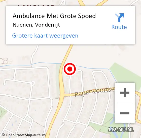 Locatie op kaart van de 112 melding: Ambulance Met Grote Spoed Naar Nuenen, Vonderrijt op 2 januari 2017 23:26