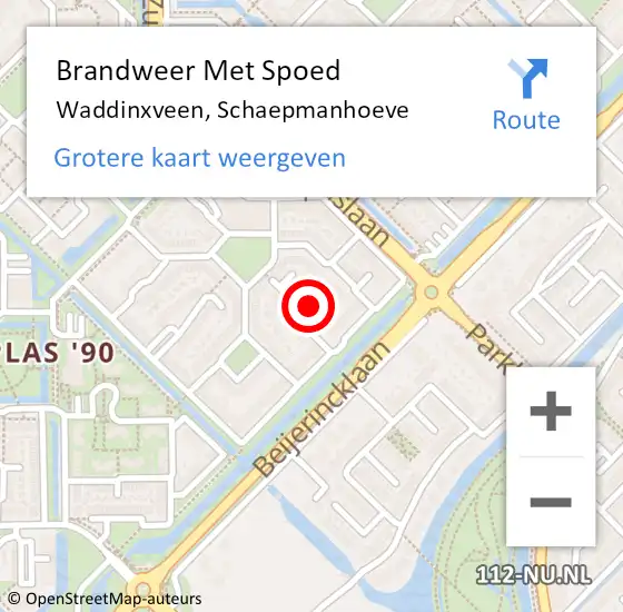 Locatie op kaart van de 112 melding: Brandweer Met Spoed Naar Waddinxveen, Schaepmanhoeve op 3 januari 2017 00:46