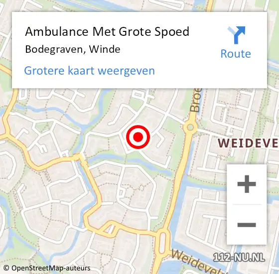 Locatie op kaart van de 112 melding: Ambulance Met Grote Spoed Naar Bodegraven, Winde op 3 januari 2017 00:53