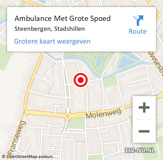 Locatie op kaart van de 112 melding: Ambulance Met Grote Spoed Naar Steenbergen, Stadshillen op 3 januari 2017 02:31