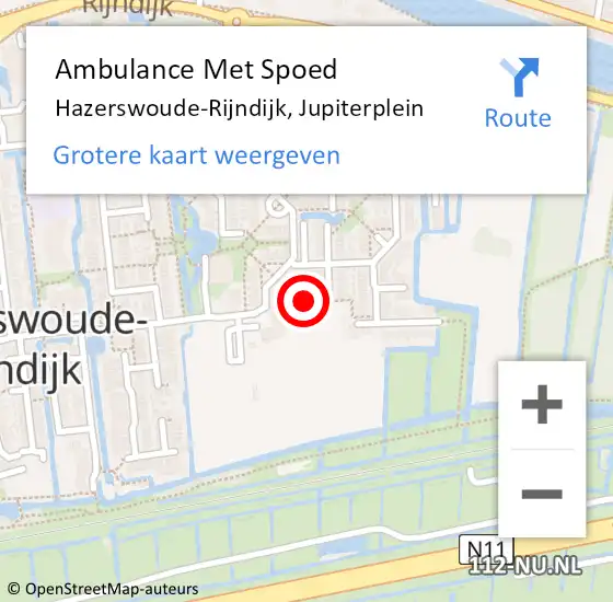 Locatie op kaart van de 112 melding: Ambulance Met Spoed Naar Hazerswoude-Rijndijk, Jupiterplein op 3 januari 2017 03:38