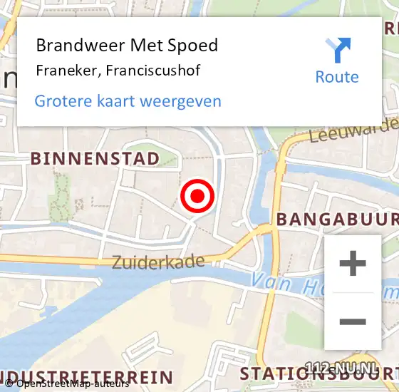 Locatie op kaart van de 112 melding: Brandweer Met Spoed Naar Franeker, Franciscushof op 3 januari 2017 03:49