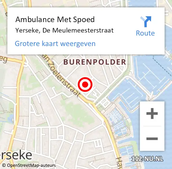 Locatie op kaart van de 112 melding: Ambulance Met Spoed Naar Yerseke, De Meulemeesterstraat op 3 januari 2017 05:49