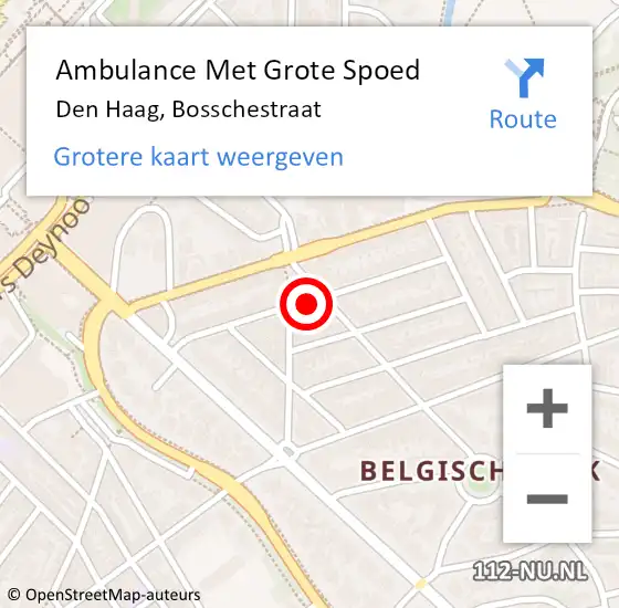 Locatie op kaart van de 112 melding: Ambulance Met Grote Spoed Naar Den Haag, Bosschestraat op 3 januari 2017 05:54