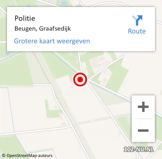 Locatie op kaart van de 112 melding: Politie Beugen, Graafsedijk op 3 januari 2017 06:50