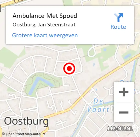 Locatie op kaart van de 112 melding: Ambulance Met Spoed Naar Oostburg, Jan Steenstraat op 3 januari 2017 07:15