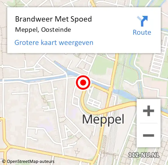 Locatie op kaart van de 112 melding: Brandweer Met Spoed Naar Meppel, Oosteinde op 3 januari 2017 07:21