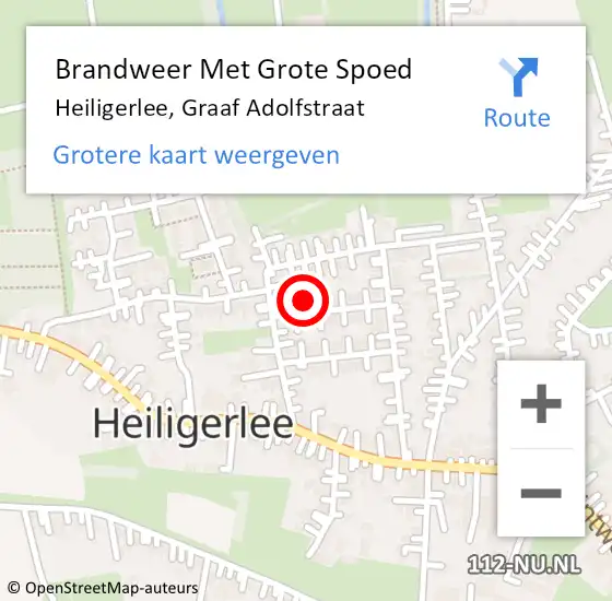 Locatie op kaart van de 112 melding: Brandweer Met Grote Spoed Naar Heiligerlee, Graaf Adolfstraat op 6 januari 2014 17:55