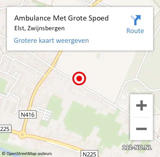 Locatie op kaart van de 112 melding: Ambulance Met Grote Spoed Naar Elst, Zwijnsbergen op 3 januari 2017 08:19