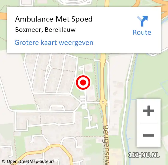 Locatie op kaart van de 112 melding: Ambulance Met Spoed Naar Boxmeer, Bereklauw op 3 januari 2017 09:00