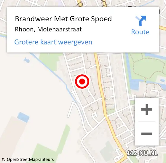 Locatie op kaart van de 112 melding: Brandweer Met Grote Spoed Naar Rhoon, Molenaarstraat op 3 januari 2017 09:03