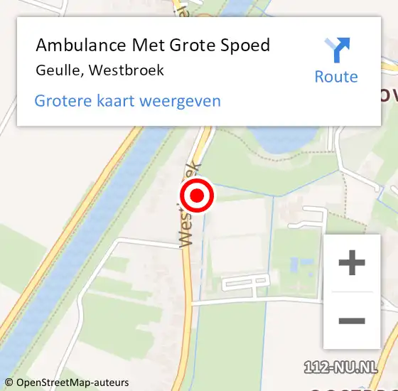 Locatie op kaart van de 112 melding: Ambulance Met Grote Spoed Naar Geulle, Westbroek op 6 januari 2014 18:00