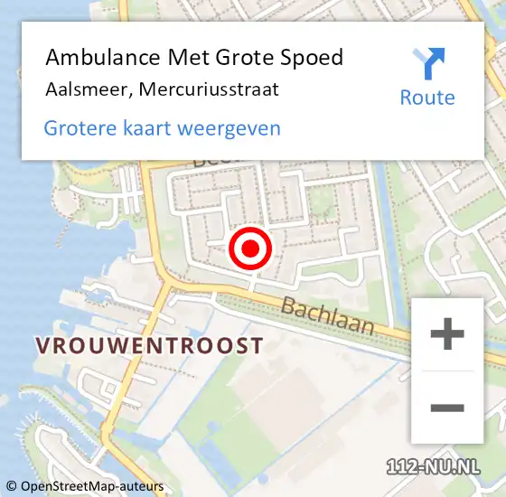 Locatie op kaart van de 112 melding: Ambulance Met Grote Spoed Naar Aalsmeer, Mercuriusstraat op 3 januari 2017 09:24