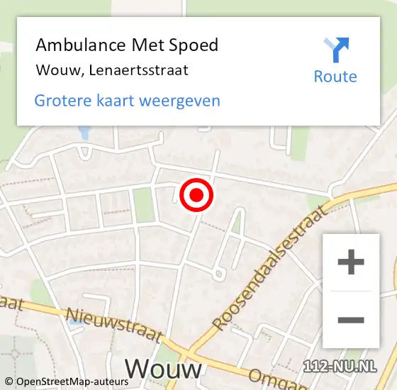 Locatie op kaart van de 112 melding: Ambulance Met Spoed Naar Wouw, Lenaertsstraat op 3 januari 2017 09:55