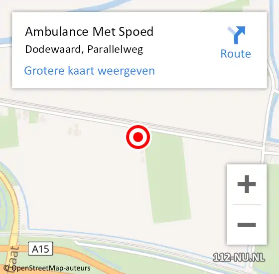 Locatie op kaart van de 112 melding: Ambulance Met Spoed Naar Dodewaard, Parallelweg op 3 januari 2017 10:15