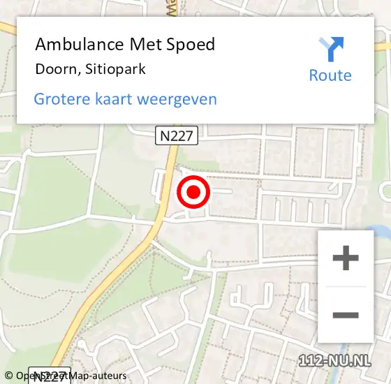 Locatie op kaart van de 112 melding: Ambulance Met Spoed Naar Doorn, Sitiopark op 3 januari 2017 10:42