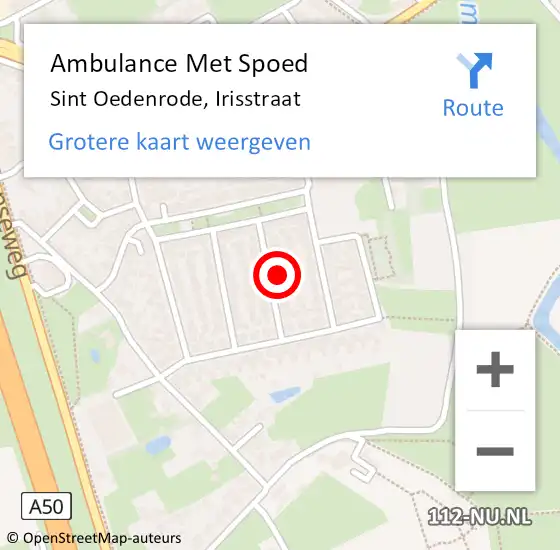 Locatie op kaart van de 112 melding: Ambulance Met Spoed Naar Sint Oedenrode, Irisstraat op 3 januari 2017 10:59