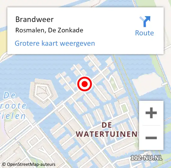 Locatie op kaart van de 112 melding: Brandweer Rosmalen, De Zonkade op 3 januari 2017 10:59