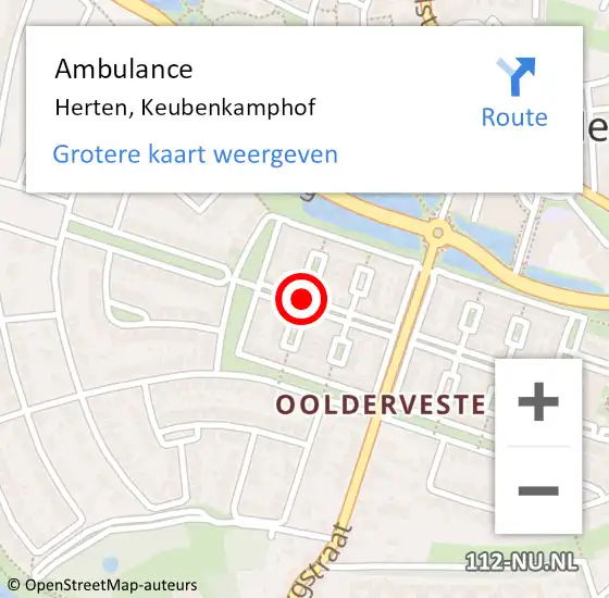 Locatie op kaart van de 112 melding: Ambulance Herten, Keubenkamphof op 3 januari 2017 11:06