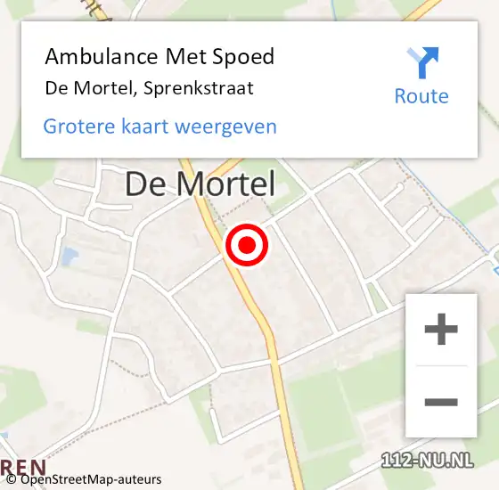 Locatie op kaart van de 112 melding: Ambulance Met Spoed Naar De Mortel, Sprenkstraat op 3 januari 2017 11:19