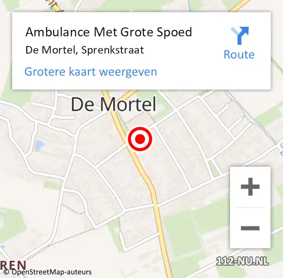 Locatie op kaart van de 112 melding: Ambulance Met Grote Spoed Naar De Mortel, Sprenkstraat op 3 januari 2017 11:30