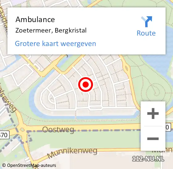 Locatie op kaart van de 112 melding: Ambulance Zoetermeer, Bergkristal op 3 januari 2017 12:12