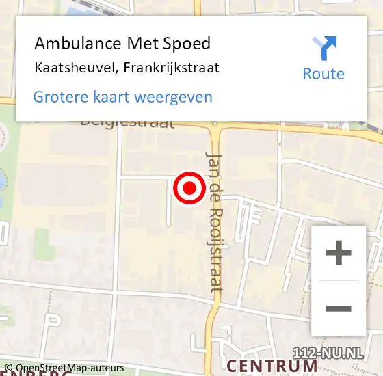 Locatie op kaart van de 112 melding: Ambulance Met Spoed Naar Kaatsheuvel, Frankrijkstraat op 3 januari 2017 13:50