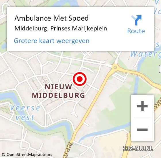 Locatie op kaart van de 112 melding: Ambulance Met Spoed Naar Middelburg, Prinses Marijkeplein op 3 januari 2017 14:16