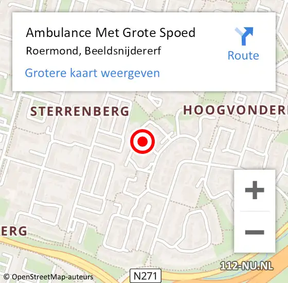 Locatie op kaart van de 112 melding: Ambulance Met Grote Spoed Naar Roermond, Beeldsnijdererf op 3 januari 2017 14:51