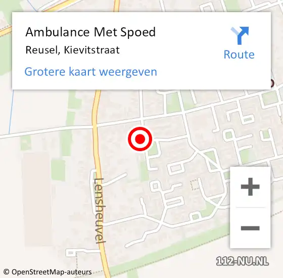 Locatie op kaart van de 112 melding: Ambulance Met Spoed Naar Reusel, Kievitstraat op 3 januari 2017 15:01