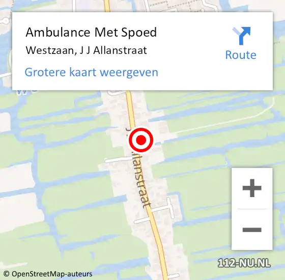 Locatie op kaart van de 112 melding: Ambulance Met Spoed Naar Westzaan, J J Allanstraat op 3 januari 2017 15:24