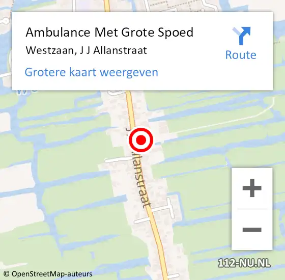 Locatie op kaart van de 112 melding: Ambulance Met Grote Spoed Naar Westzaan, J J Allanstraat op 3 januari 2017 15:25