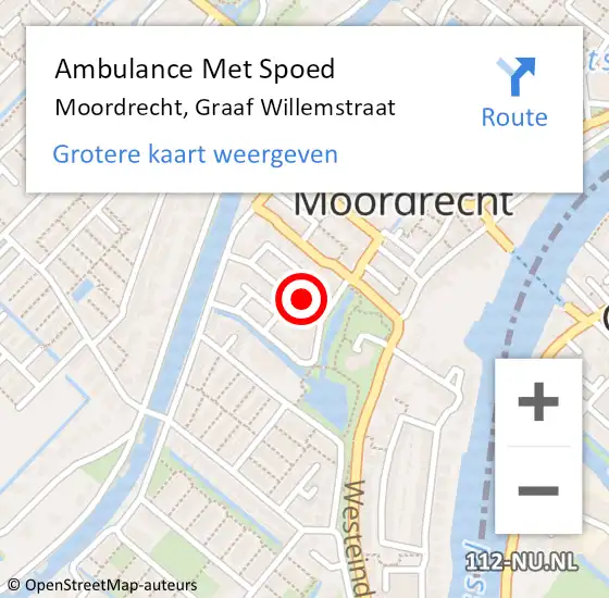 Locatie op kaart van de 112 melding: Ambulance Met Spoed Naar Moordrecht, Graaf Willemstraat op 3 januari 2017 15:37