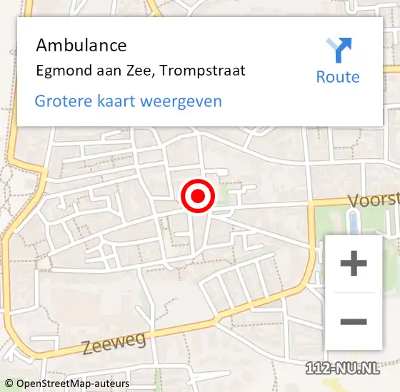 Locatie op kaart van de 112 melding: Ambulance Egmond aan Zee, Trompstraat op 3 januari 2017 16:06