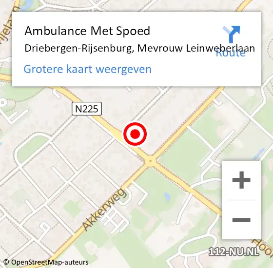 Locatie op kaart van de 112 melding: Ambulance Met Spoed Naar Driebergen-Rijsenburg, Mevrouw Leinweberlaan op 3 januari 2017 16:30