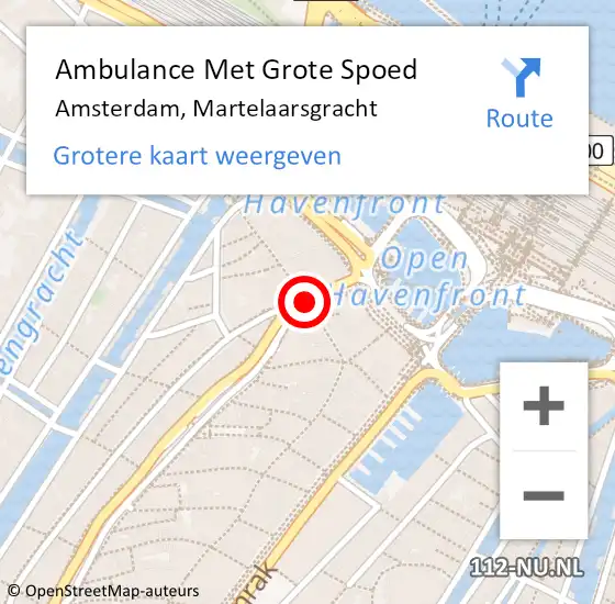 Locatie op kaart van de 112 melding: Ambulance Met Grote Spoed Naar Amsterdam, Martelaarsgracht op 3 januari 2017 16:48