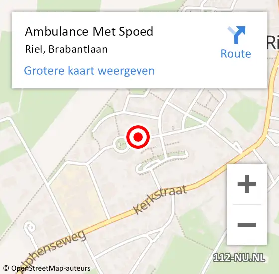 Locatie op kaart van de 112 melding: Ambulance Met Spoed Naar Riel, Brabantlaan op 3 januari 2017 17:02