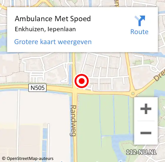 Locatie op kaart van de 112 melding: Ambulance Met Spoed Naar Enkhuizen, Iepenlaan op 3 januari 2017 18:32