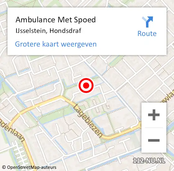 Locatie op kaart van de 112 melding: Ambulance Met Spoed Naar IJsselstein, Hondsdraf op 3 januari 2017 18:34