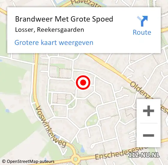 Locatie op kaart van de 112 melding: Brandweer Met Grote Spoed Naar Losser, Reekersgaarden op 3 januari 2017 19:01