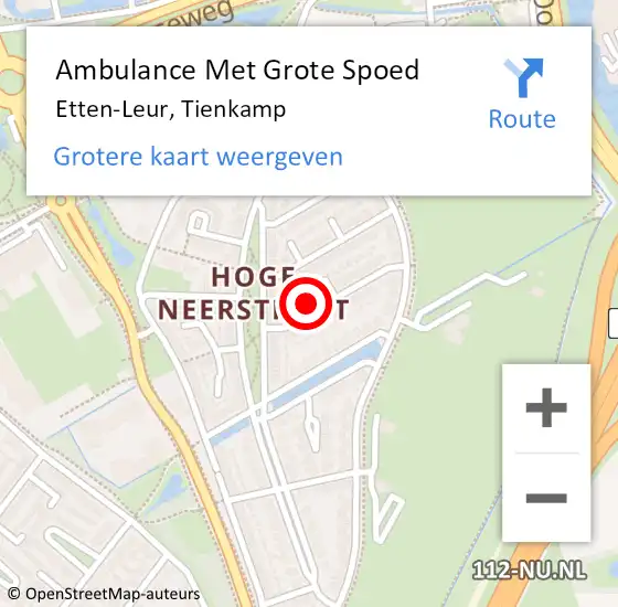 Locatie op kaart van de 112 melding: Ambulance Met Grote Spoed Naar Etten-Leur, Tienkamp op 3 januari 2017 19:53