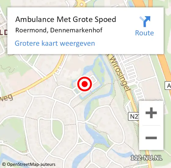 Locatie op kaart van de 112 melding: Ambulance Met Grote Spoed Naar Roermond, Dennemarkenhof op 3 januari 2017 20:01