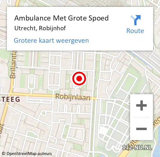 Locatie op kaart van de 112 melding: Ambulance Met Grote Spoed Naar Utrecht, Robijnhof op 3 januari 2017 20:59