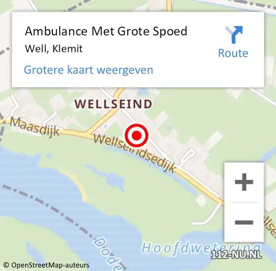 Locatie op kaart van de 112 melding: Ambulance Met Grote Spoed Naar Well, Klemit op 3 januari 2017 21:05