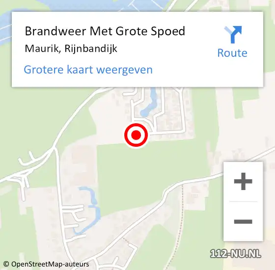 Locatie op kaart van de 112 melding: Brandweer Met Grote Spoed Naar Maurik, Rijnbandijk op 3 januari 2017 21:30