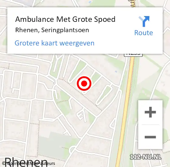 Locatie op kaart van de 112 melding: Ambulance Met Grote Spoed Naar Rhenen, Seringplantsoen op 3 januari 2017 22:57