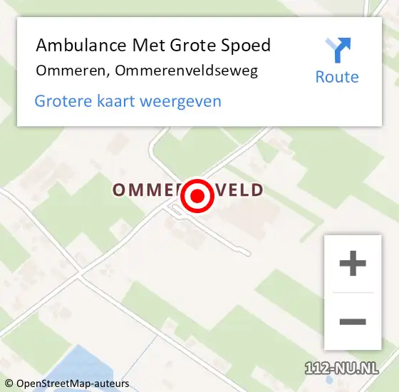 Locatie op kaart van de 112 melding: Ambulance Met Grote Spoed Naar Ommeren, Ommerenveldseweg op 4 januari 2017 00:58