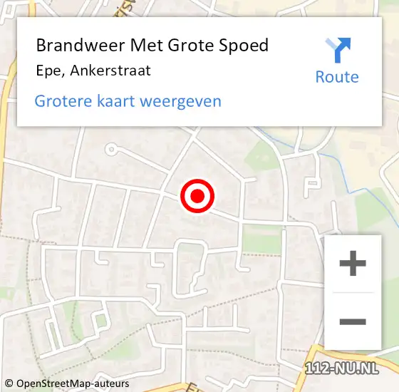 Locatie op kaart van de 112 melding: Brandweer Met Grote Spoed Naar Epe, Ankerstraat op 4 januari 2017 01:45