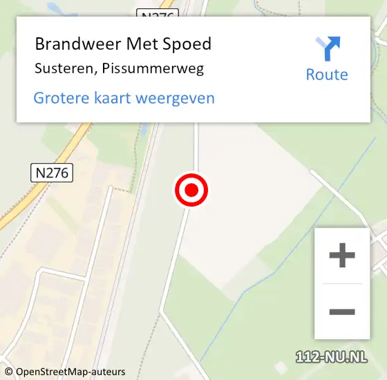 Locatie op kaart van de 112 melding: Brandweer Met Spoed Naar Susteren, Pissummerweg op 4 januari 2017 02:53