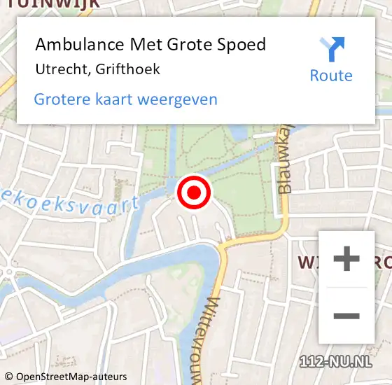 Locatie op kaart van de 112 melding: Ambulance Met Grote Spoed Naar Utrecht, Grifthoek op 4 januari 2017 03:08